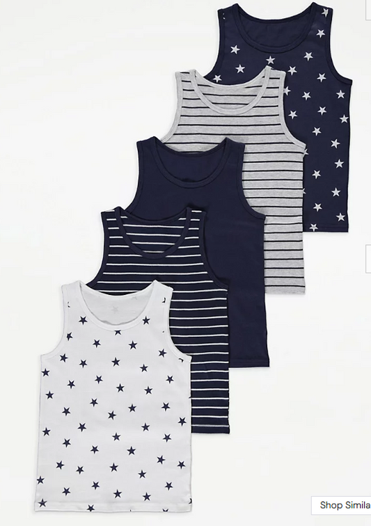 George pack of 5 Star and Stripe Vests