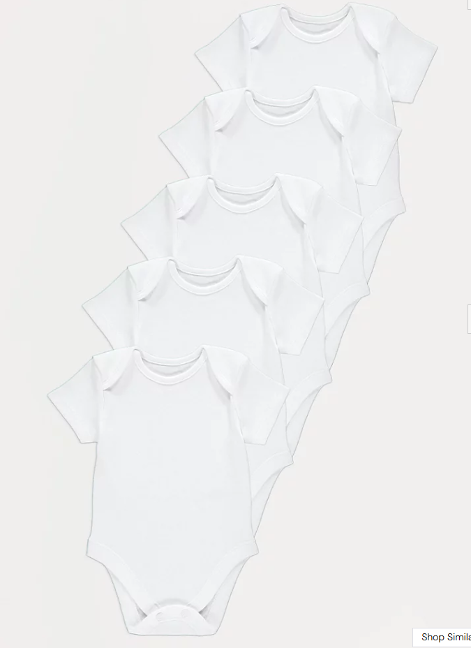 George pack of 5 White Short Sleeve Bodysuits