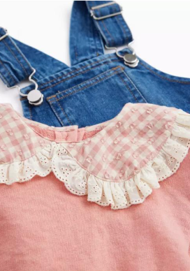Tu Clothing Pink Denim Pinafore 3-Piece Set