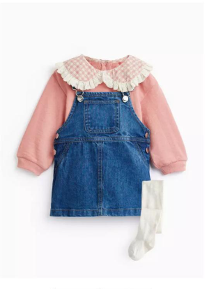 Tu Clothing Pink Denim Pinafore 3-Piece Set