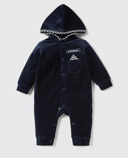 Giggles Velour Hooded Sleepsuit