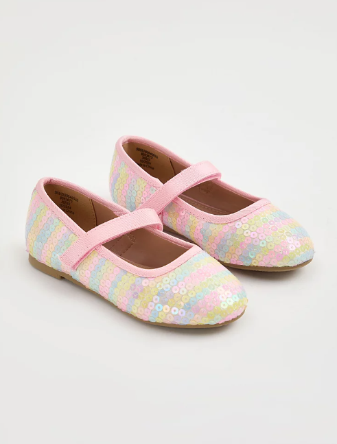 George Rainbow Sequin Strap Fasten Ballet Pumps
