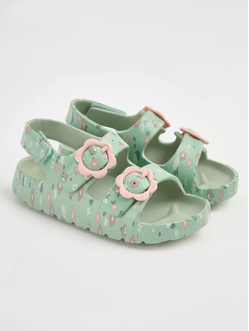 George Floral Daisy Double Buckle Strap Sandal