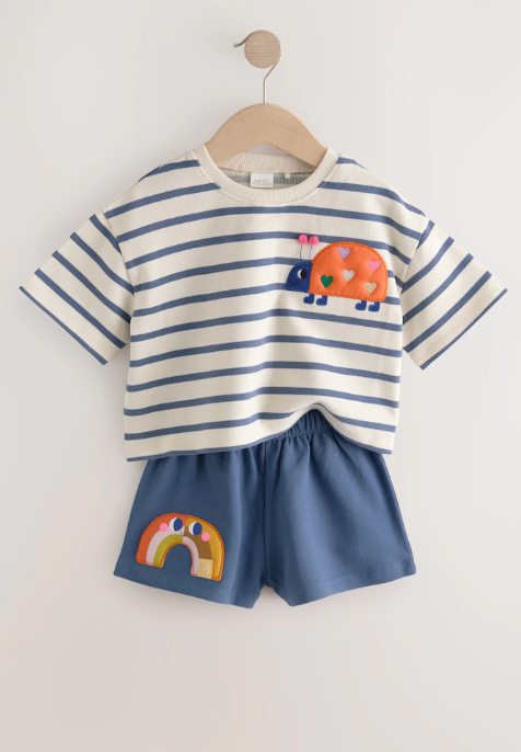 Next Embroided Ladybird Shirt & Shorts Set