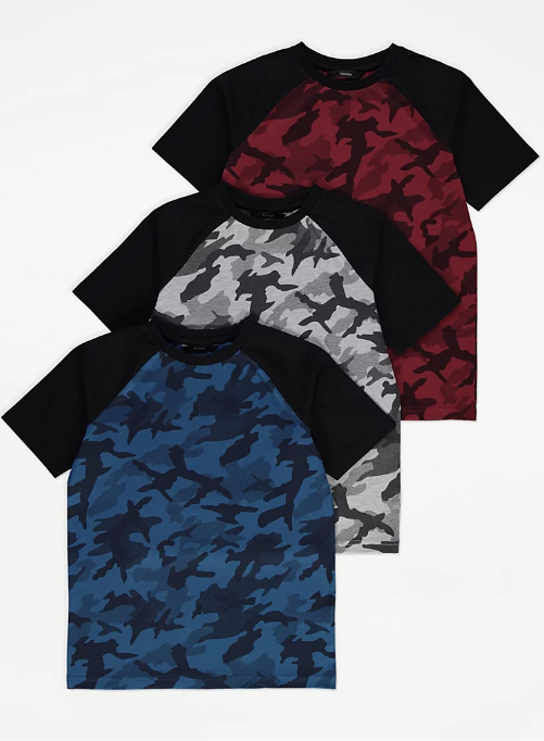 George Pack Of 3 Camouflage T-Shirts