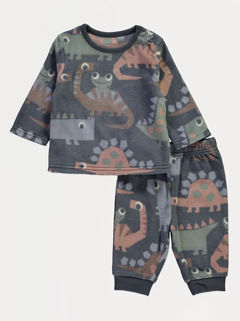 George Dinosaur Print Fleece Shirt & Trouser Set
