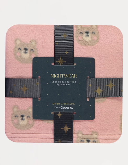 George Teddy Bear Print Fleece Shirt & Trouser Set
