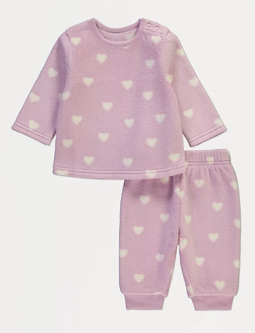 George Heart Print Fleece Shirt & Trouser Set