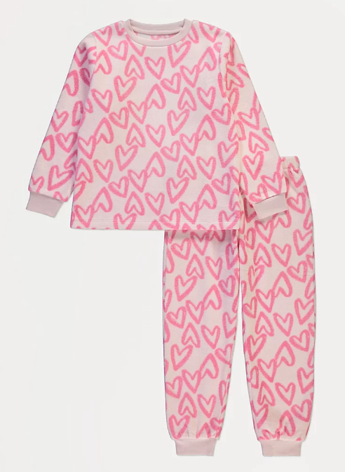 George Fleece Hearts Print Shirt & Trouser Set