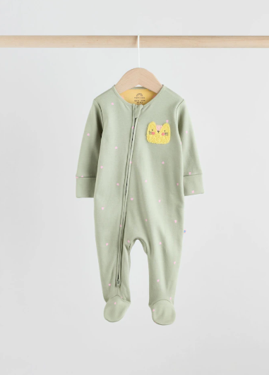 Next Appliqué Cat Face Sleepsuit