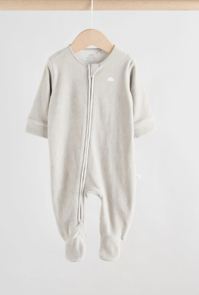 Next Embroided Clouds Velour Sleepsuit