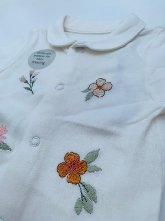 Tu Clothing Embroided   Flower sleepsuit