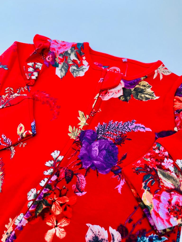 Next Printed Flowers on Red  Sleepsuit