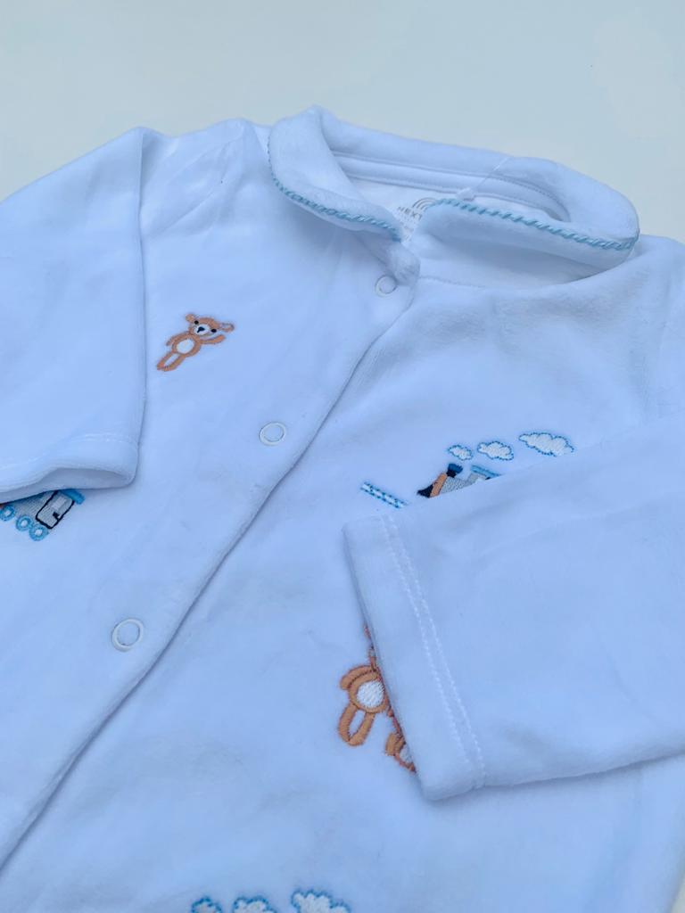 Next Embroidered Velour Sleepsuit