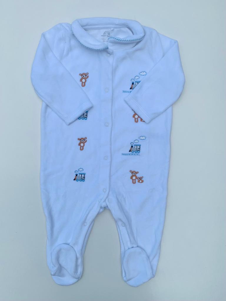 Next Embroidered Velour Sleepsuit