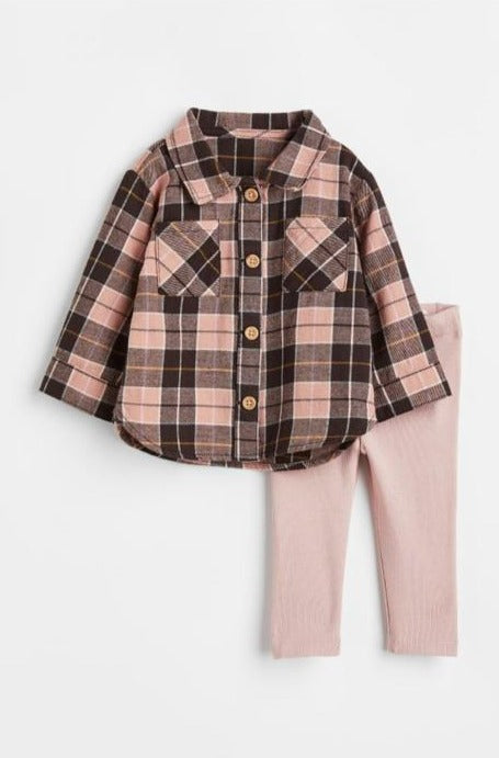 H&M Checked T-Shirt & Trouser Set