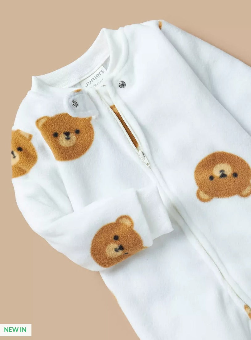 Juniors Bear Faces Fleeced Sleepsuit