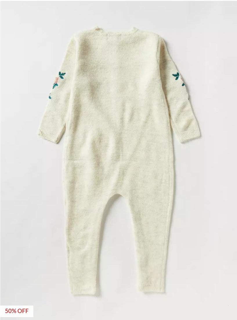 Juniors Embroidered Flower Sleepsuit