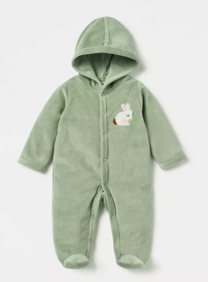 Juniors Velour Hooded Sleepsuit