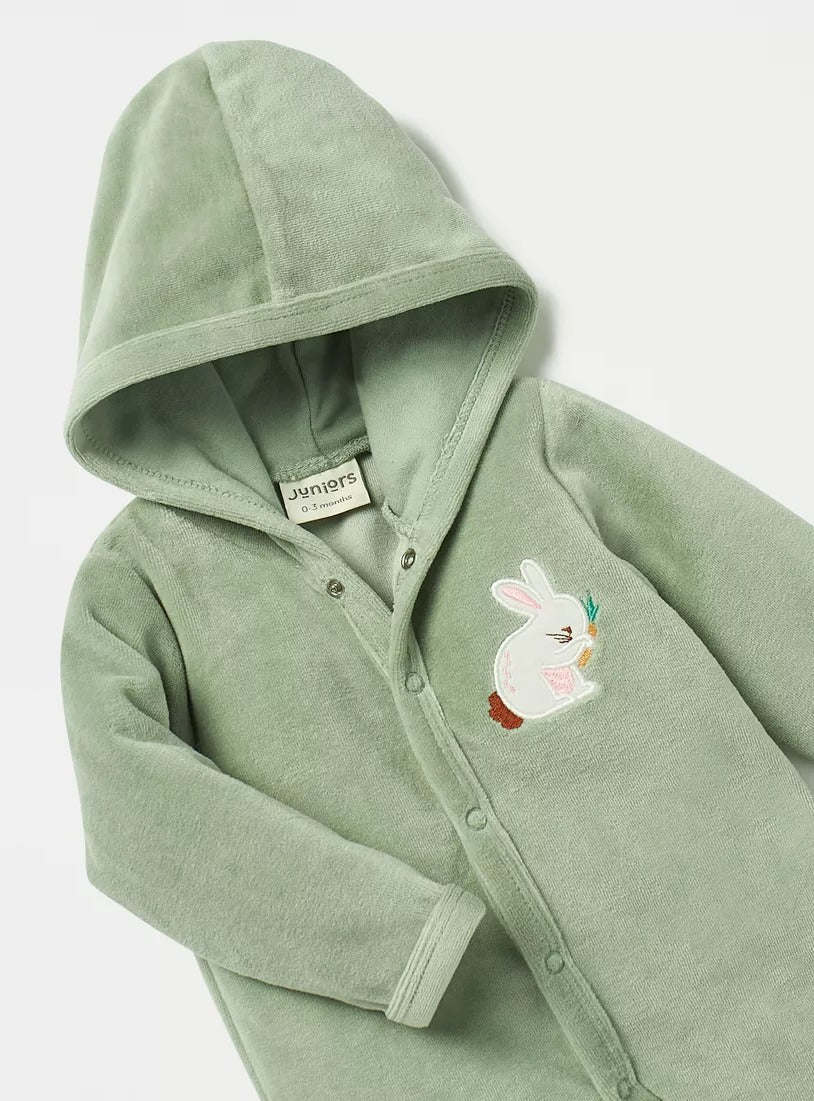 Juniors Velour Hooded Sleepsuit