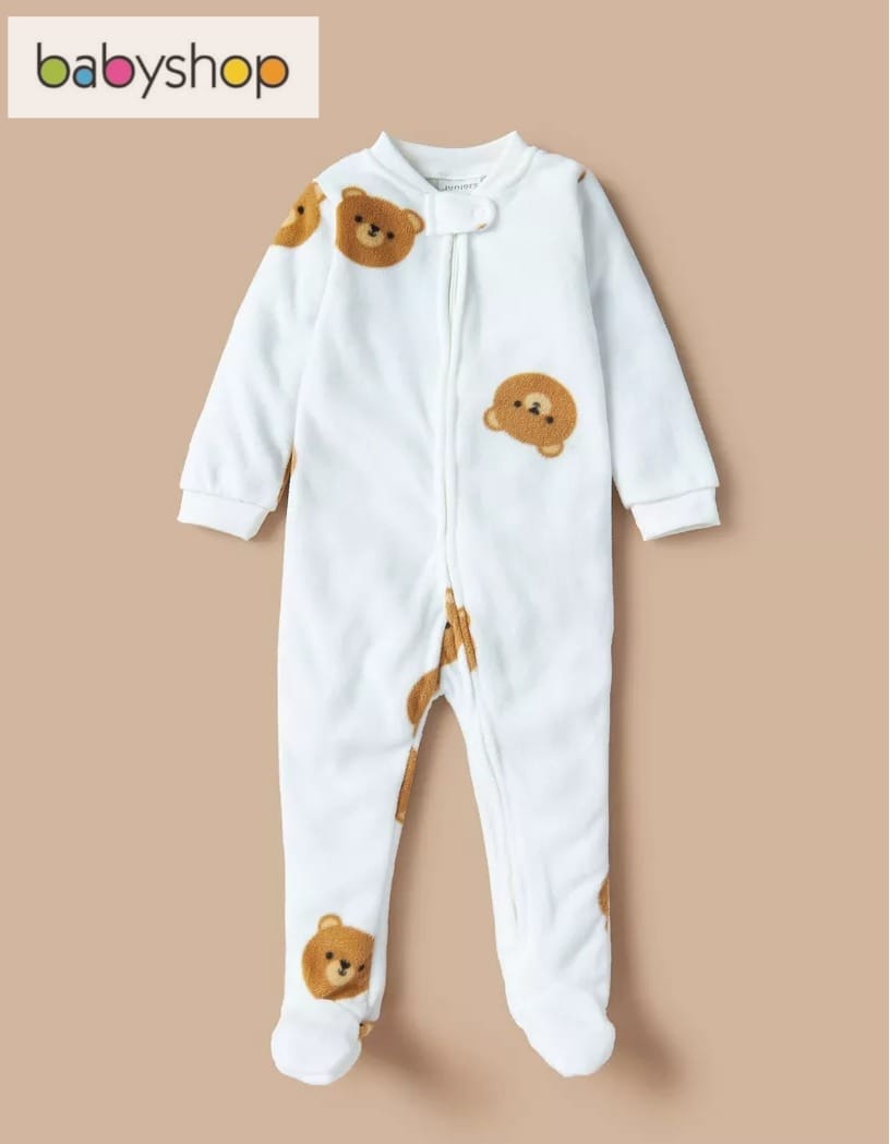 Juniors Bear Faces Fleeced Sleepsuit