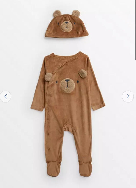 TU velour Sleepsuit With Cap