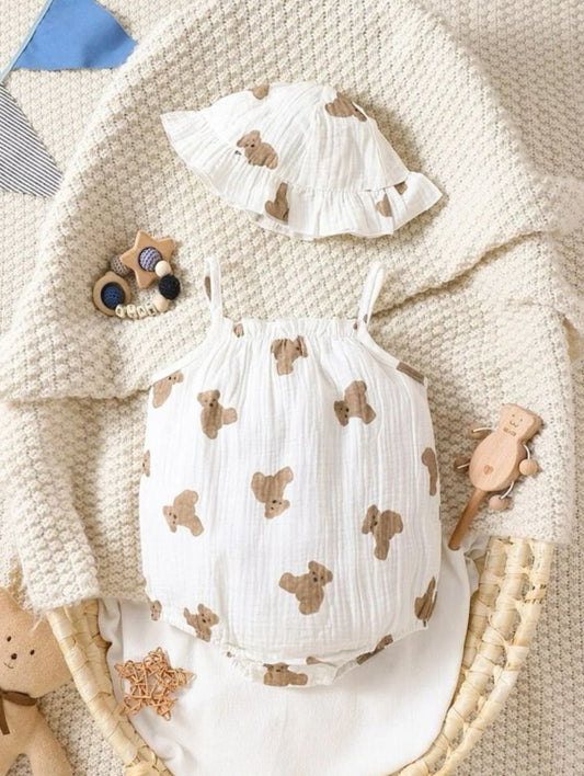 SHEIN Bear Romper With matching Hat