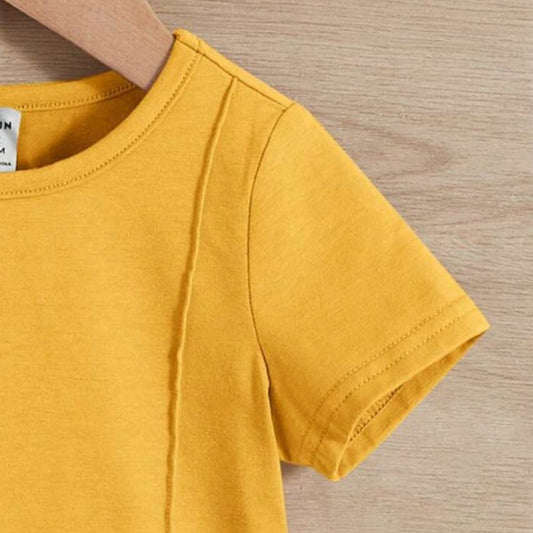 SHEIN Solid Yellow Shirt & Short Set