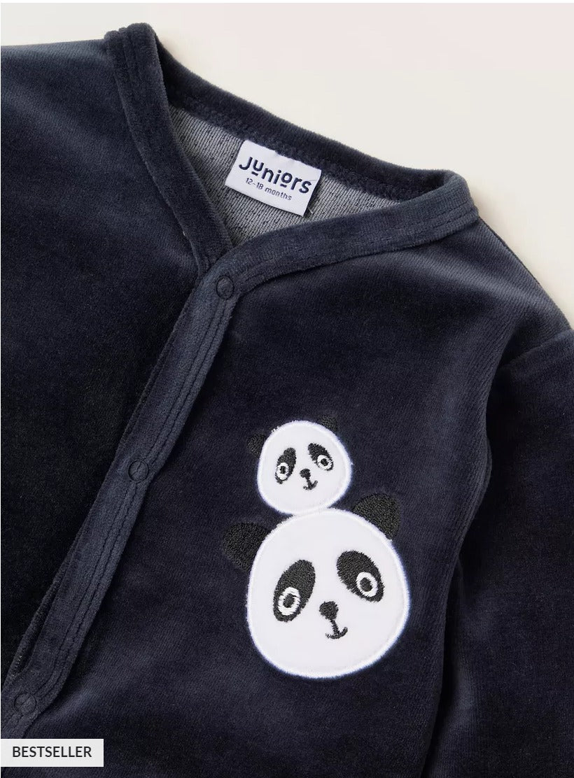 Juniors Embroided Panda Sleepsuit