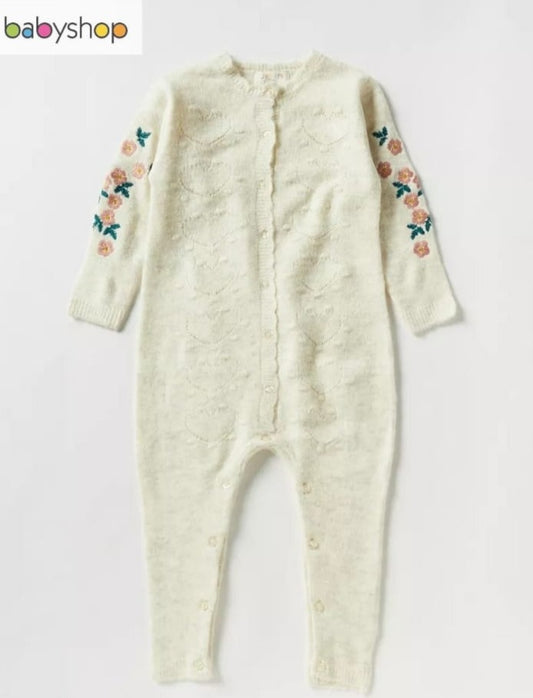 Juniors Embroidered Flower Sleepsuit