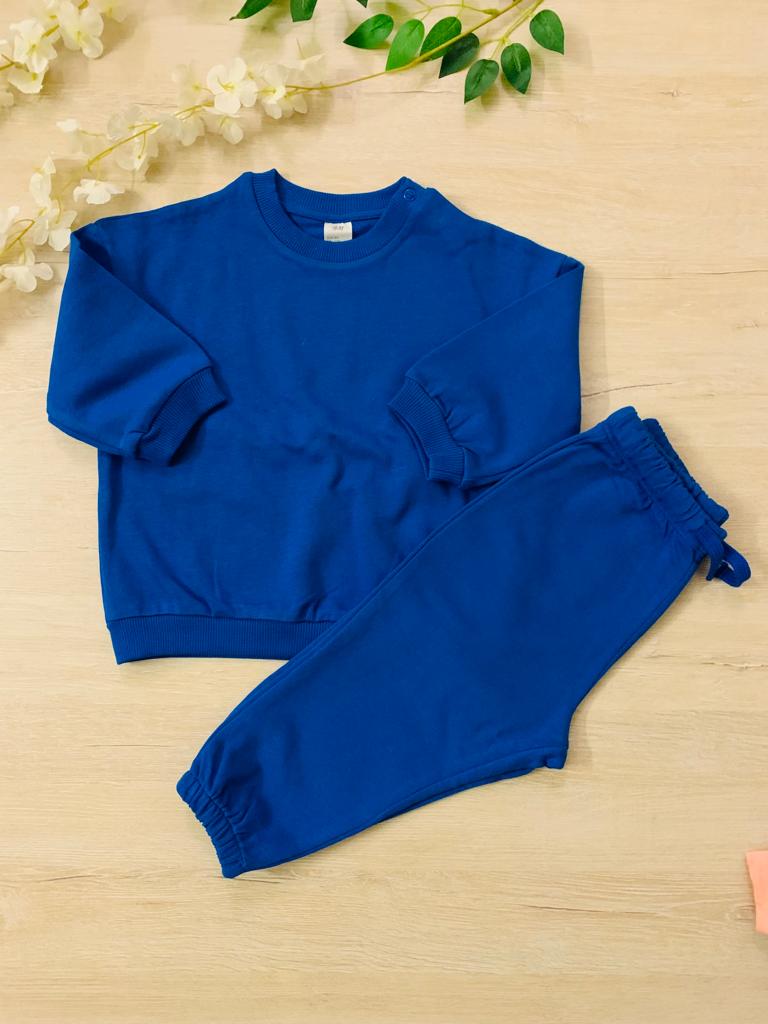 H&M Solid Sweat Shirt & Trouser Set