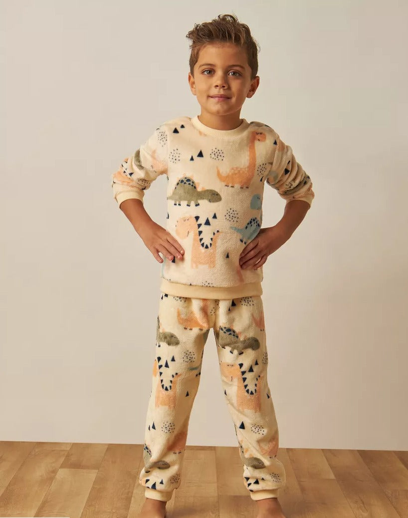 Junior's Velour Dino Shirt & Trouser Set