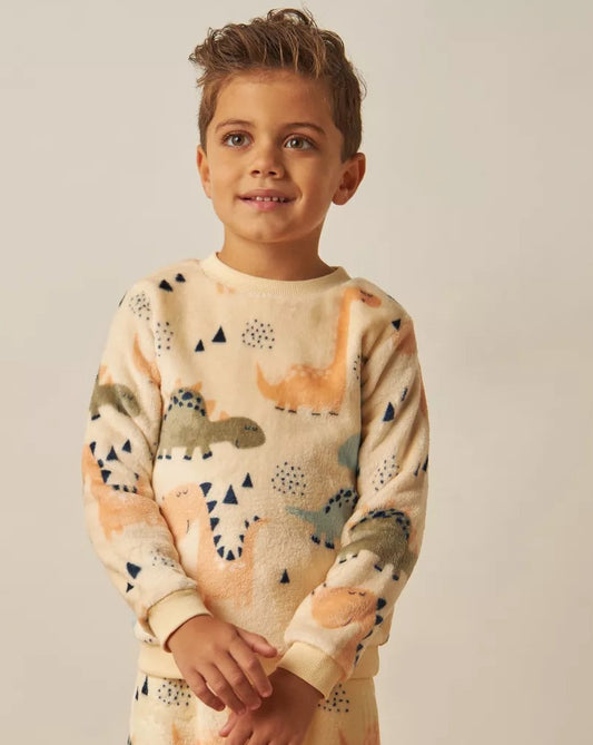 Junior's Velour Dino Shirt & Trouser Set