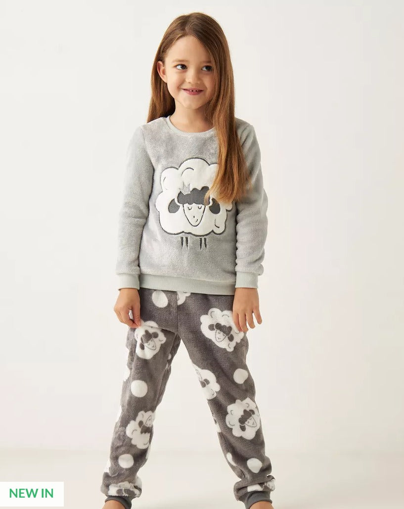 Junior's Embroided Grey Clouds  Shirt & Trouser Set