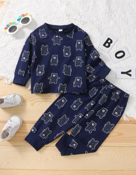 SHEIN Bear Shirt & Trouser Set