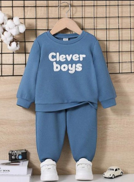 SHEIN "Clever boys" Shirt & Trouser Set