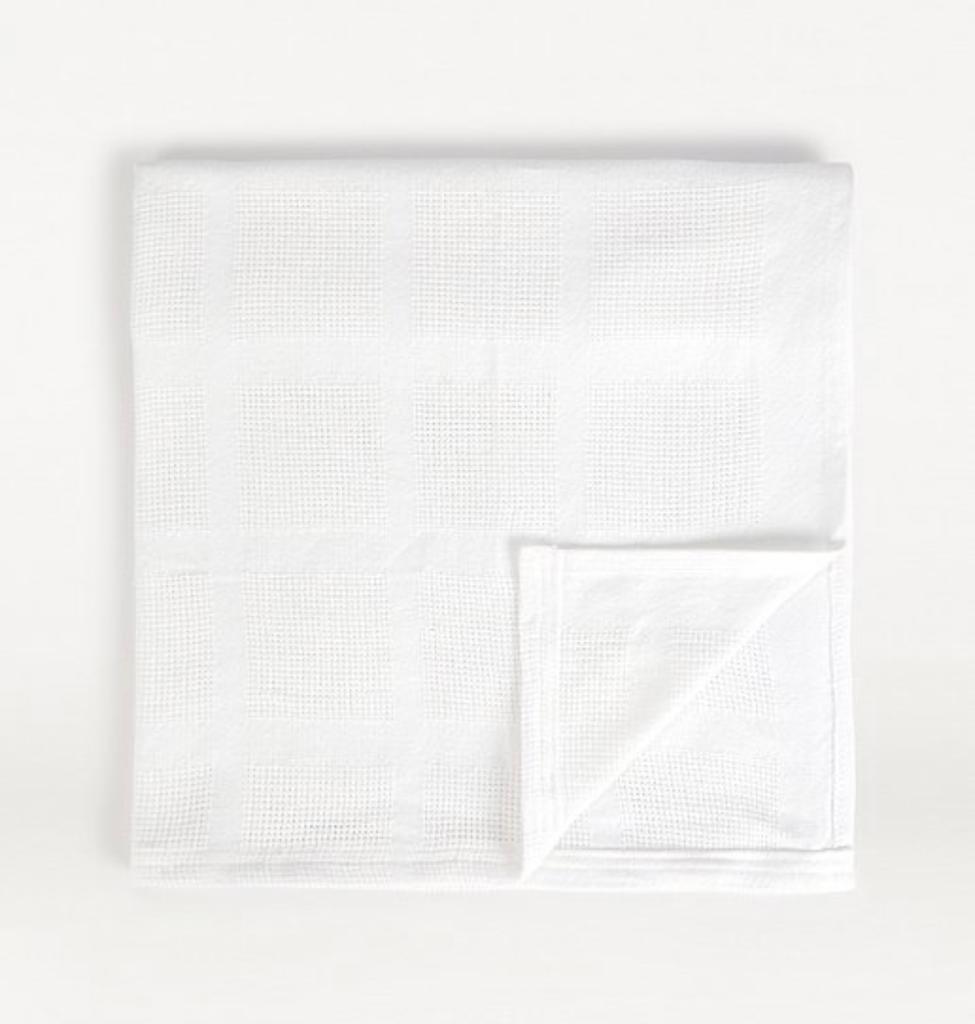 George Plain White Knitted Blanket