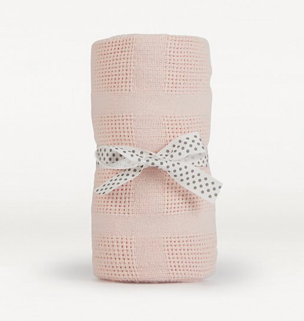 George Plain Baby Pink Knitted Blanket