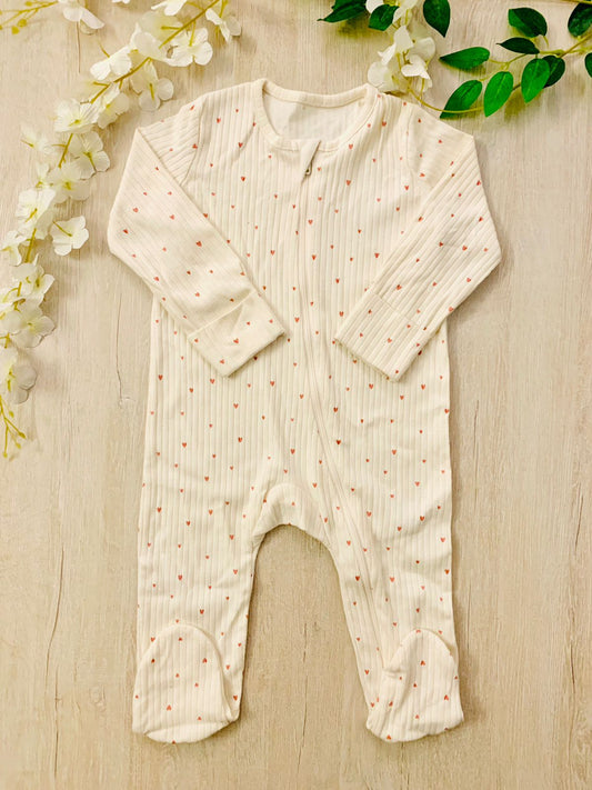 George Hearts Ribbed Sleepsuit