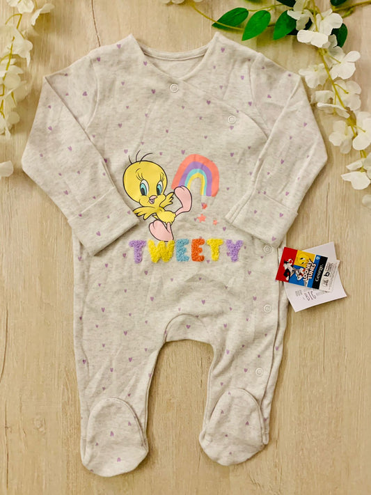 George Embossed "TWEETY" On Grey Sleepsuit