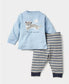 Juniors Embroided Cat Blue Shirt & Trouser Set