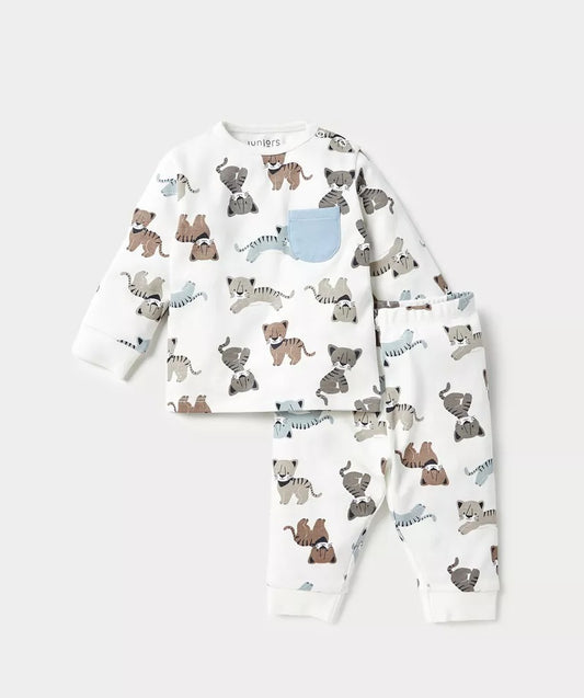 Juniors Safari Animals White Shirt & Trouser Set