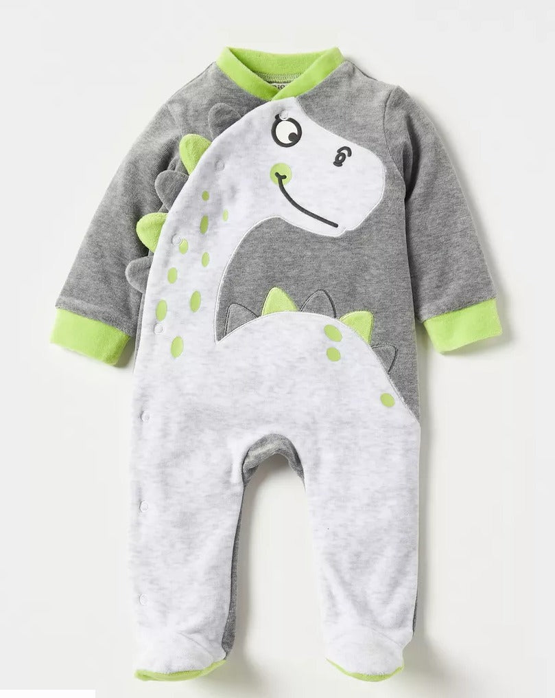 Juniors White Dinosaur Grey Sleep suit