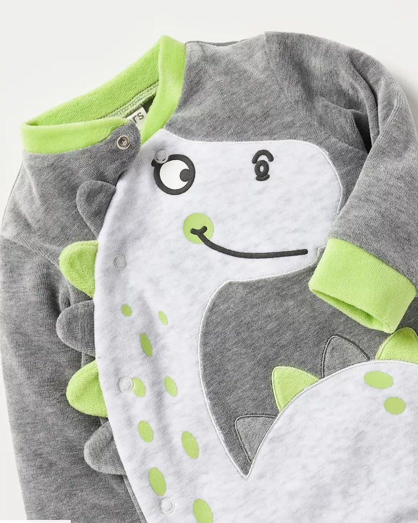 Juniors White Dinosaur Grey Sleep suit