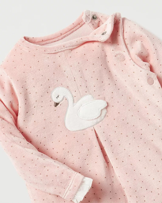 Giggles side buttoned Swan Sleepsuit