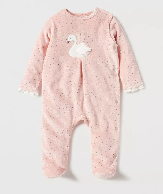 Giggles side buttoned Swan Sleepsuit