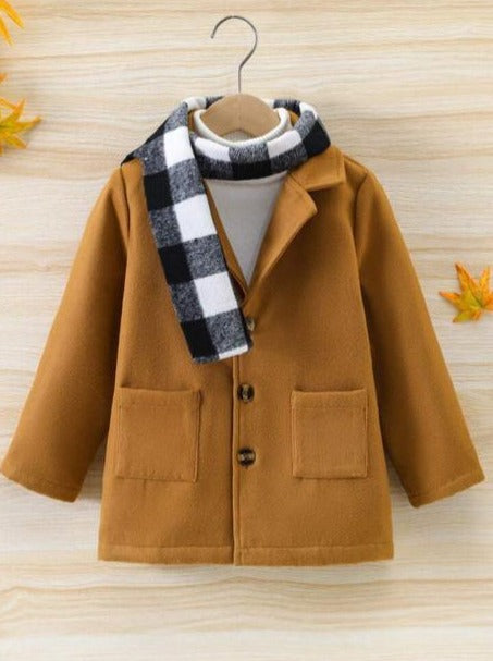 Shein Brown Coat with Scarf