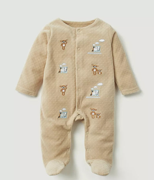 Juniors Velour Embroided Sleepsuit