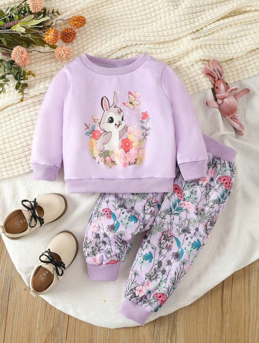 SHEIN Floral Sweatshirt & Trouser Set