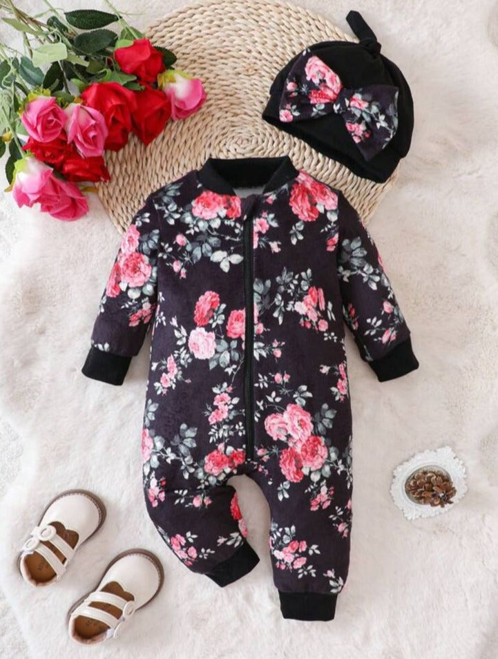 SHEIN Floral Sleepsuit with Cap